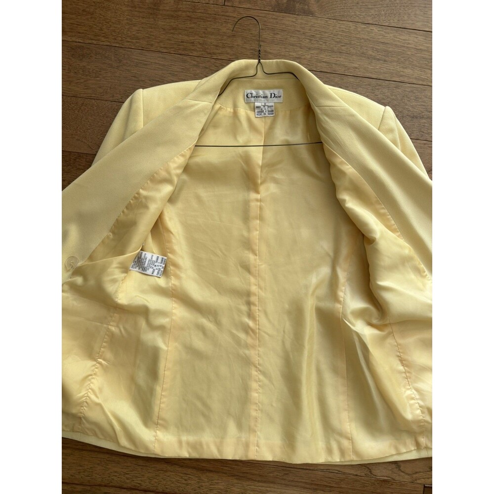 CHRISTIAN DIOR Vintage 90s Blazer Women’s Yellow Gold Button Double Breasted - Picture 5 of 16